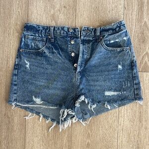 Wild Fable Blue Distressed Jean Shorts w/ Hand Painted Pocket